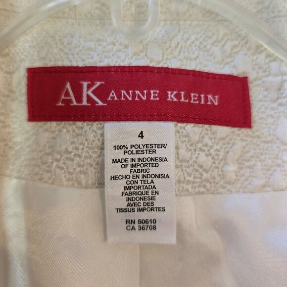 Anne Klein Off White Textured Jacket Mandarin Collar & Pockets Women Size 4 - Picture 7 of 9